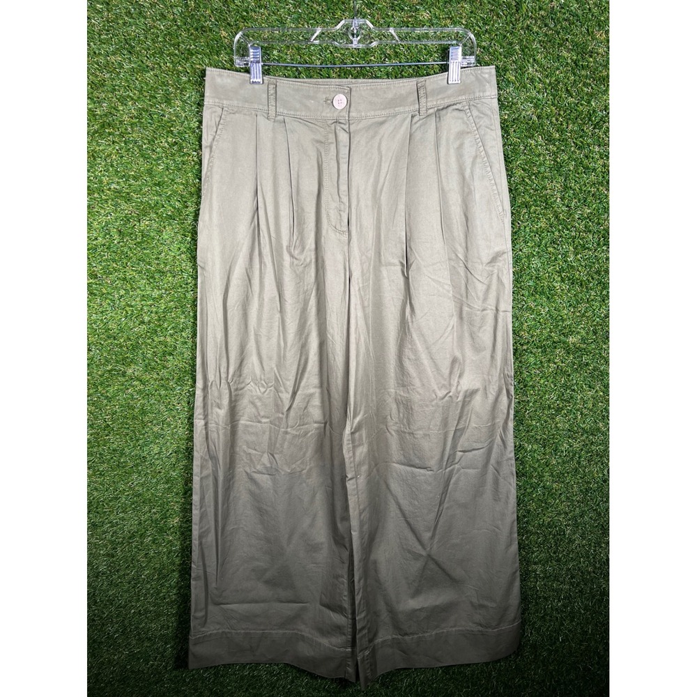 LOFT Olive Green Wide Leg Pleated Trousers Pants Womens Size 10 NEW 36331710